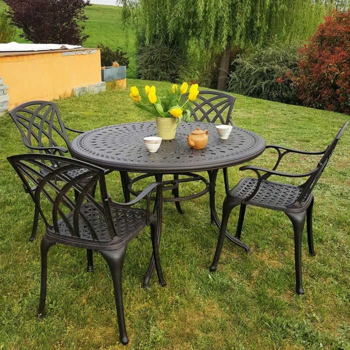 Alice Table 4 Seater Set - Antique Bronze - Image 14