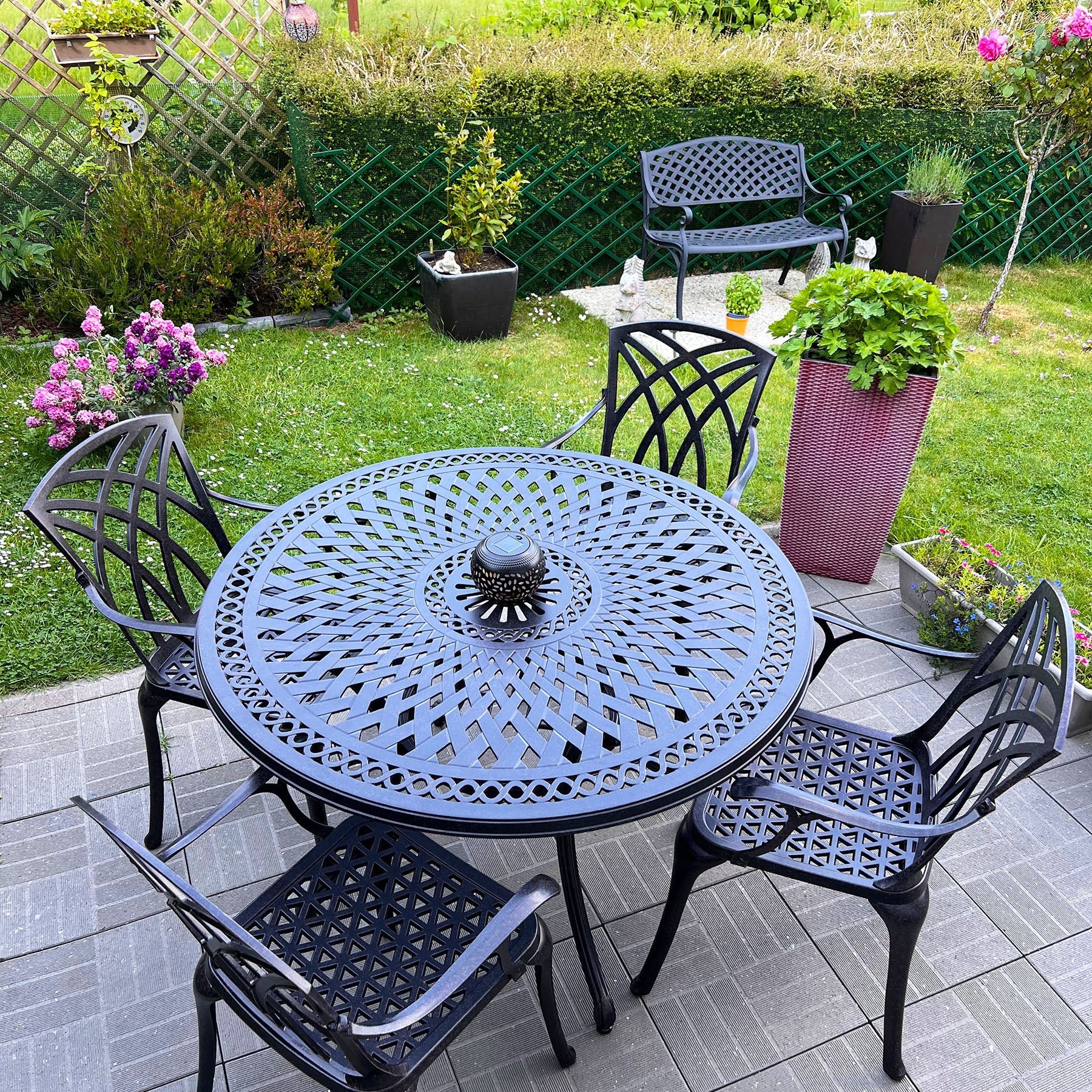 Alice Table 4 Seater Set - Antique Bronze - Image 19