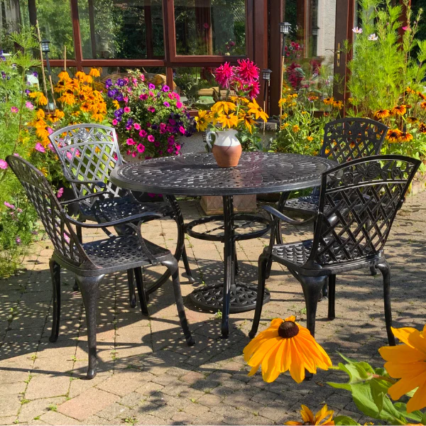 Alice Table 4 Seater Set - Antique Bronze - Image 7