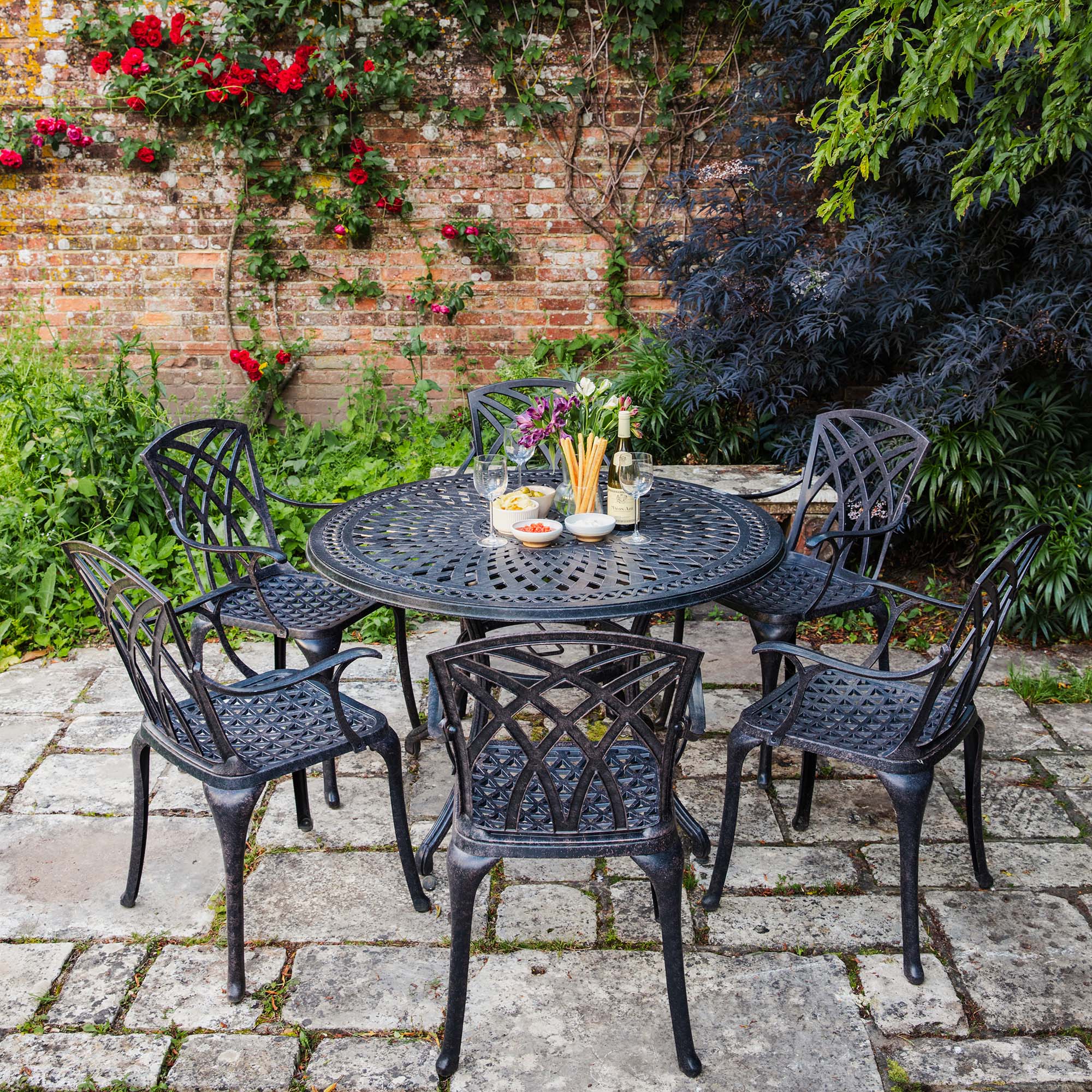 Alice Table 6 Seater Set - Antique Bronze - Image 4