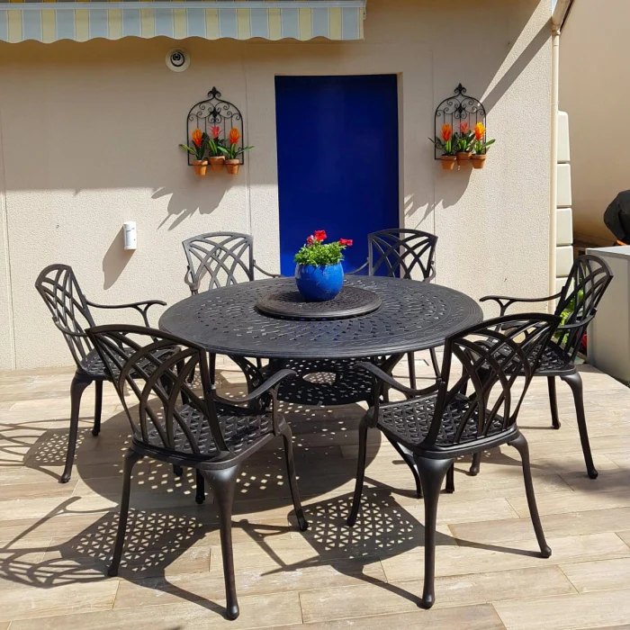 Amelia Table 6 Seater Set - Antique Bronze - Image 5