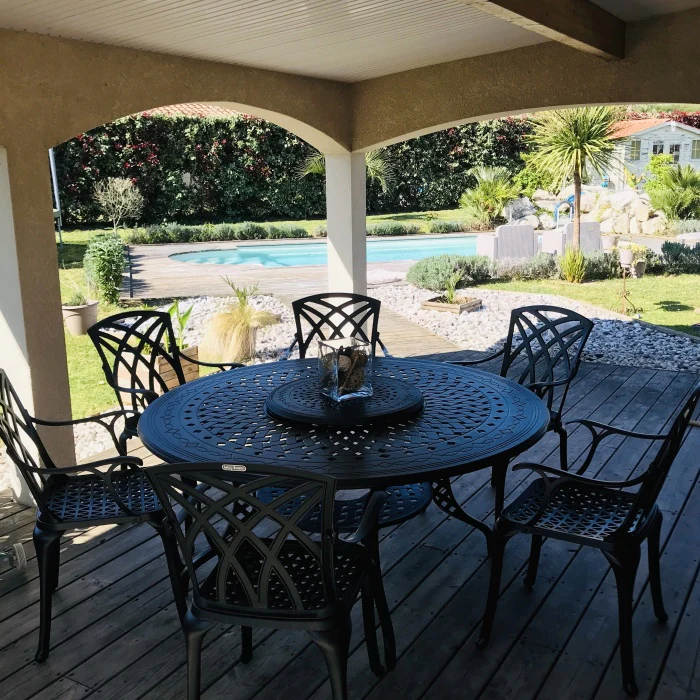 Amelia Table 6 Seater Set - Antique Bronze - Image 8