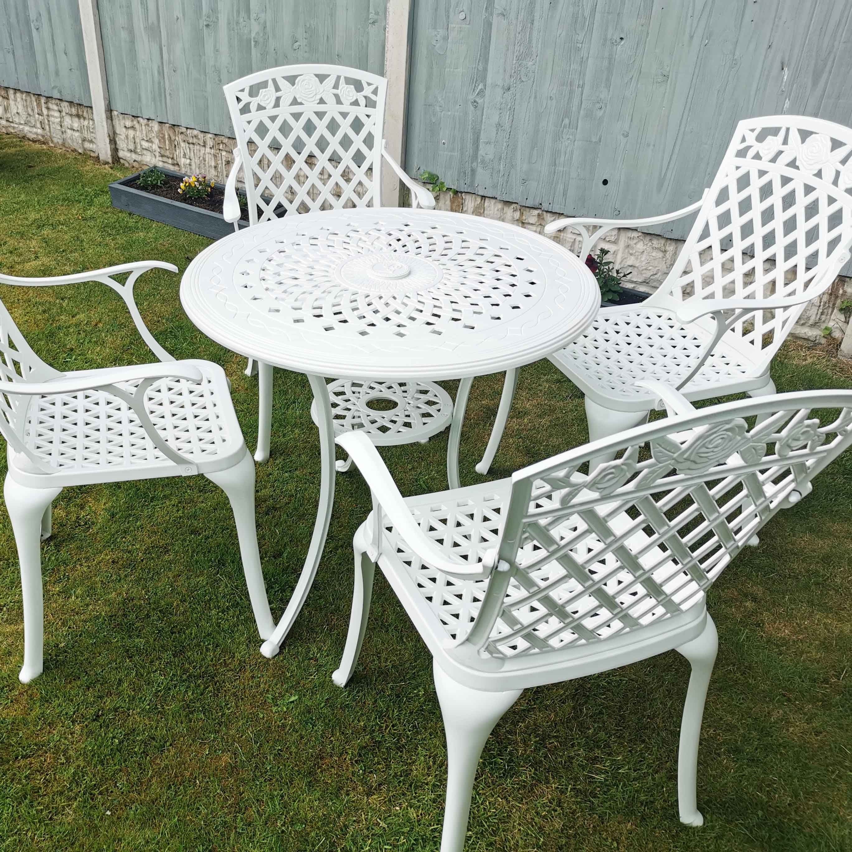 Anna Table 4 Seater Set - White - Image 7