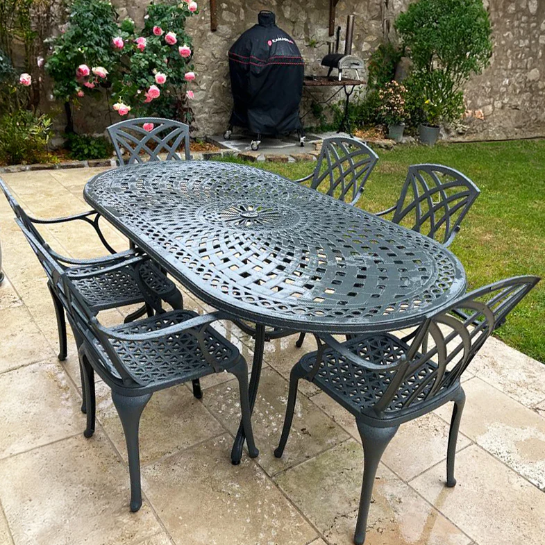 Catherine Table 6 Seater Set - Slate - Image 11