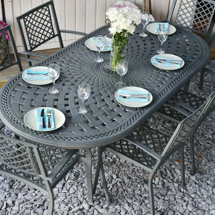 Catherine Table 6 Seater Set - Slate - Image 12