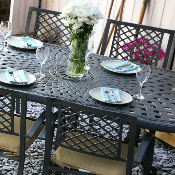 Catherine Table 6 Seater Set - Slate - Image 14