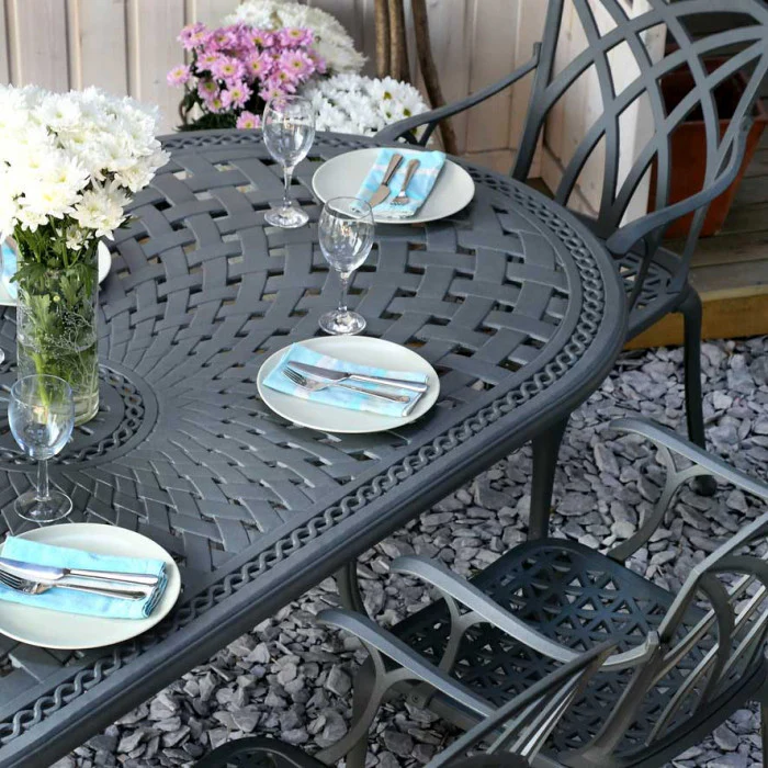 Catherine Table 6 Seater Set - Slate - Image 16