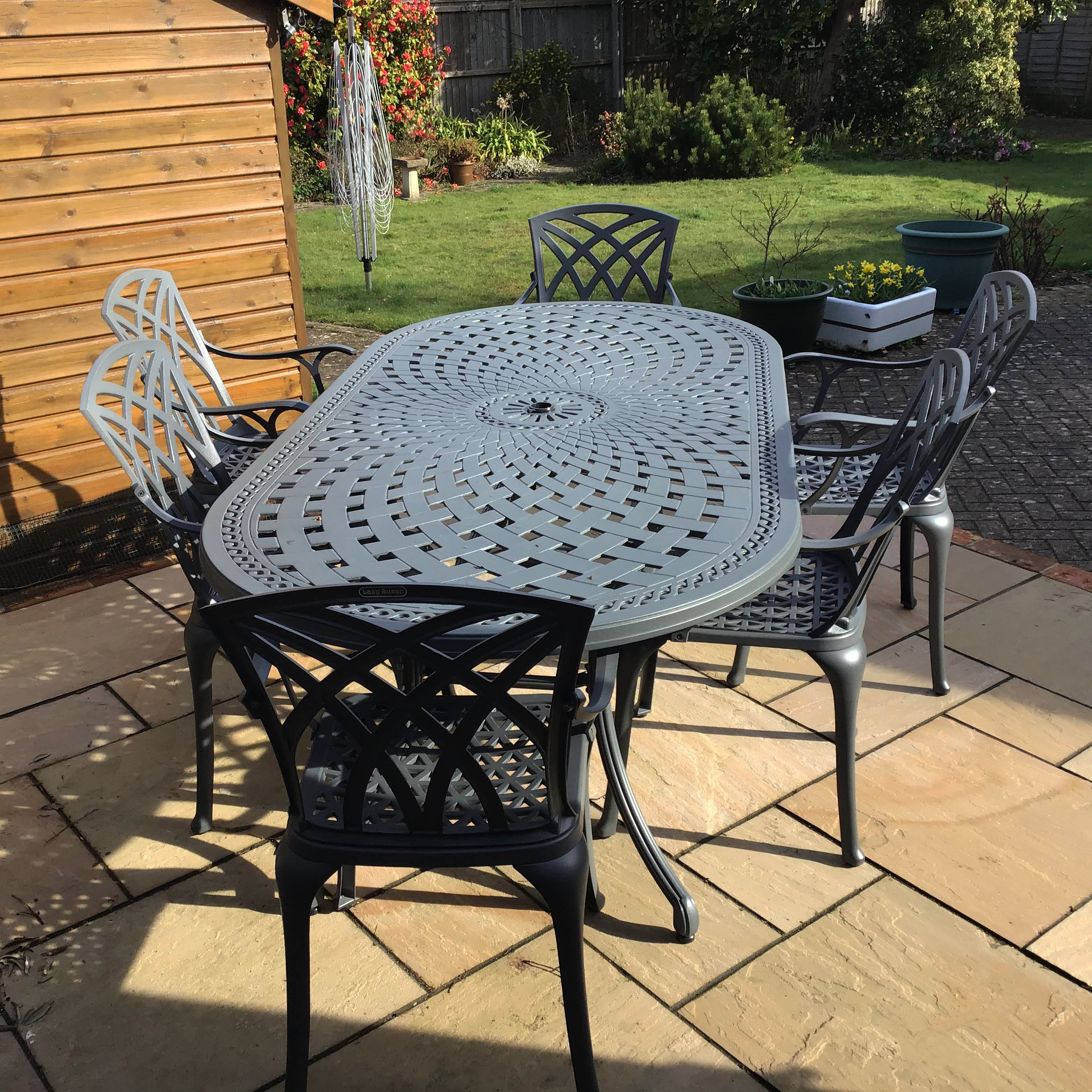 Catherine Table 6 Seater Set - Slate - Image 3