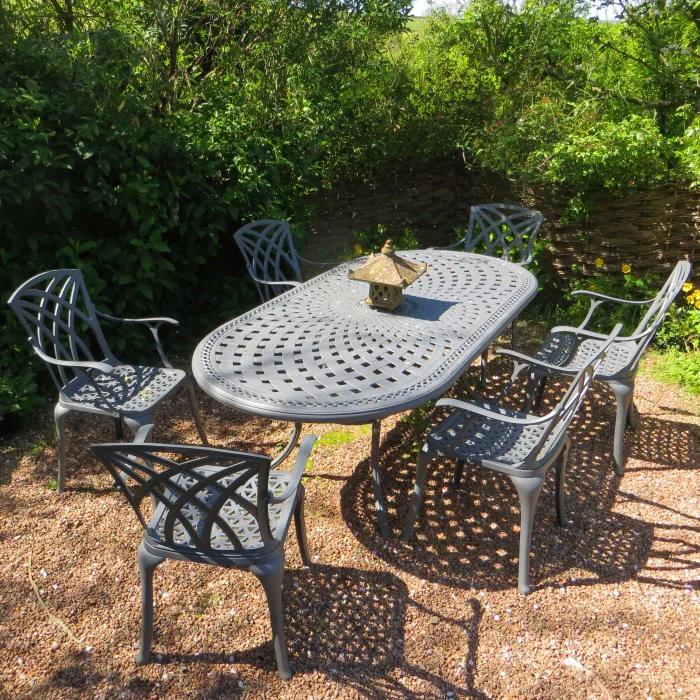 Catherine Table 6 Seater Set - Slate - Image 7