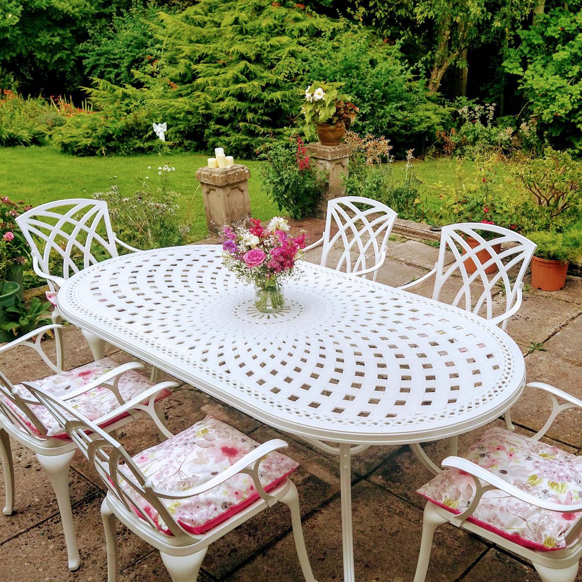 Catherine Table 6 Seater Set - White - Image 6
