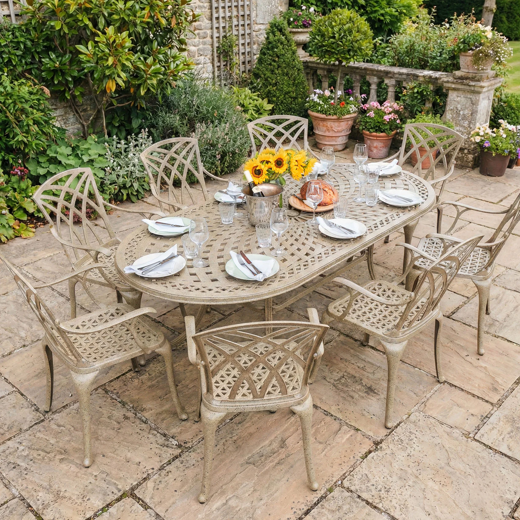 Catherine Table 8 Seater Set - Sandstone - Image 5