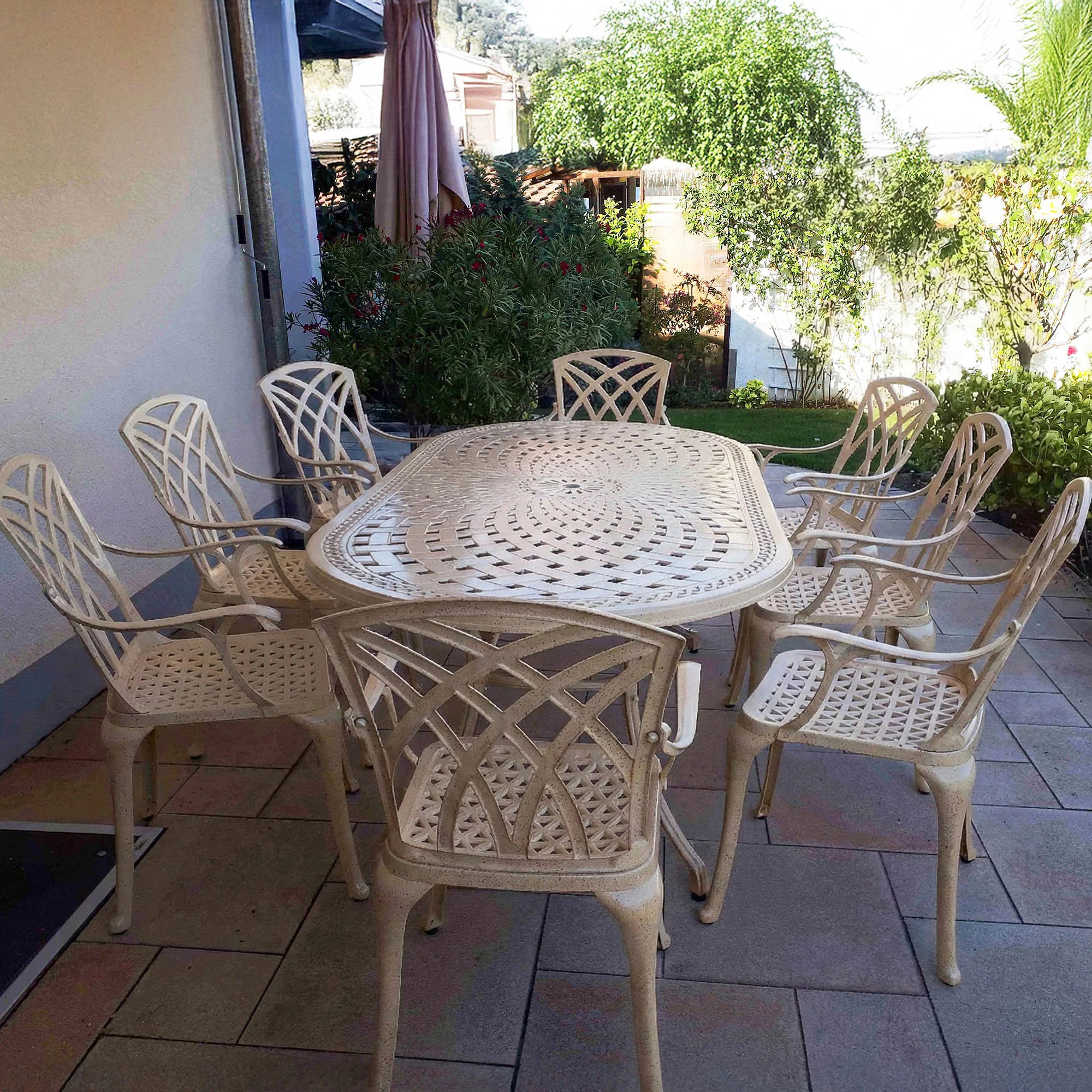 Catherine Table 8 Seater Set - Sandstone - Image 7