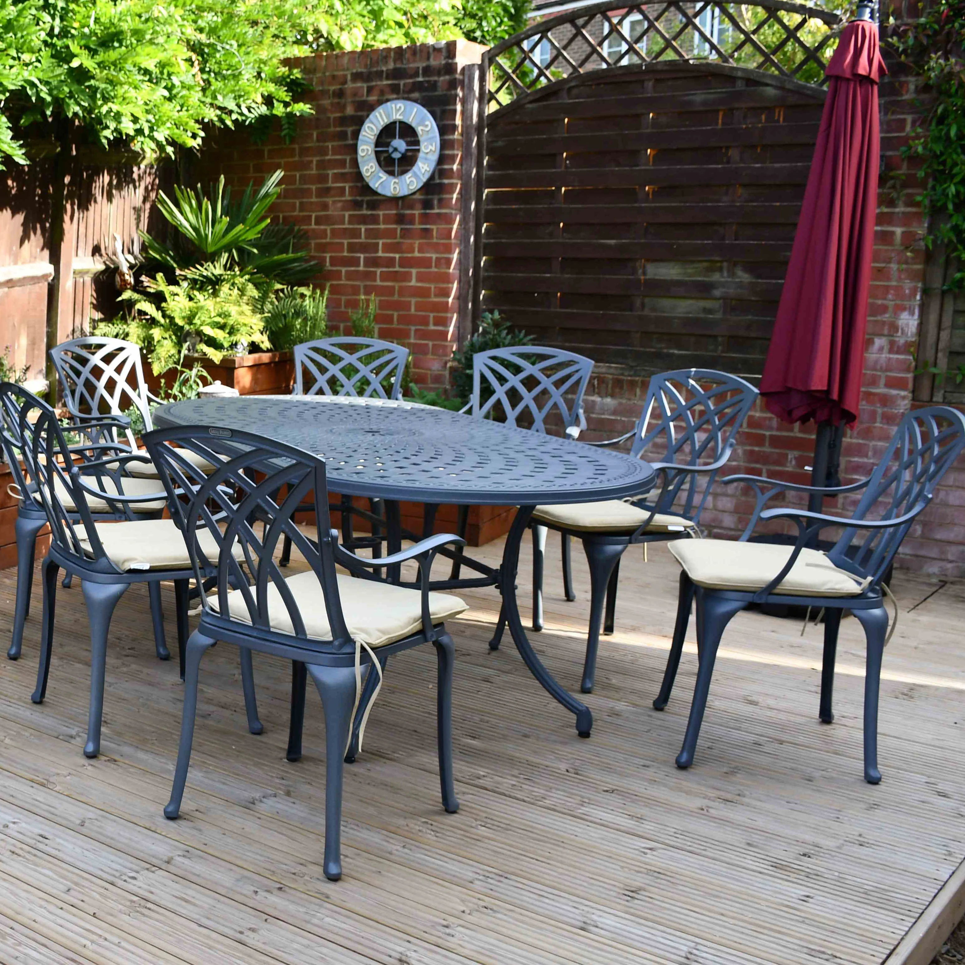 Catherine Table 8 Seater Set - Slate - Image 11