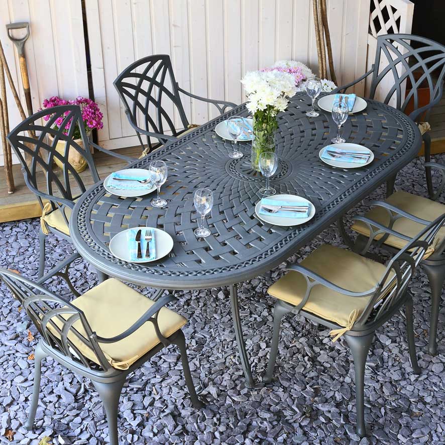 Catherine Table 8 Seater Set - Slate - Image 13