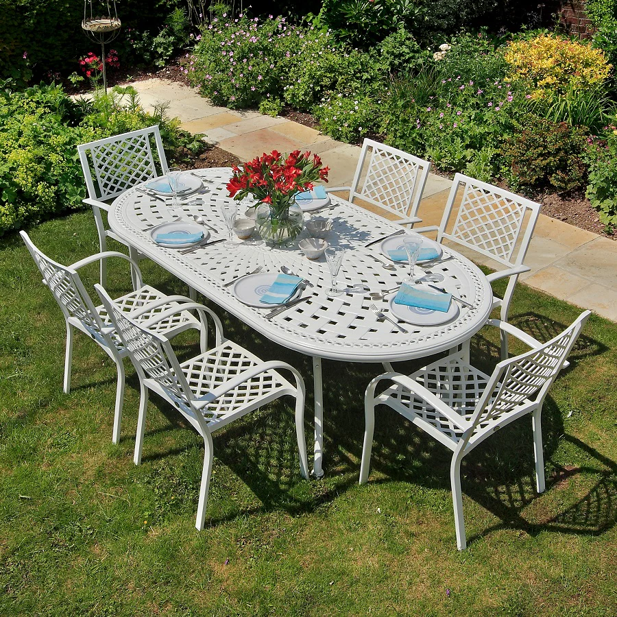 Catherine Table 8 Seater Set - White - Image 3
