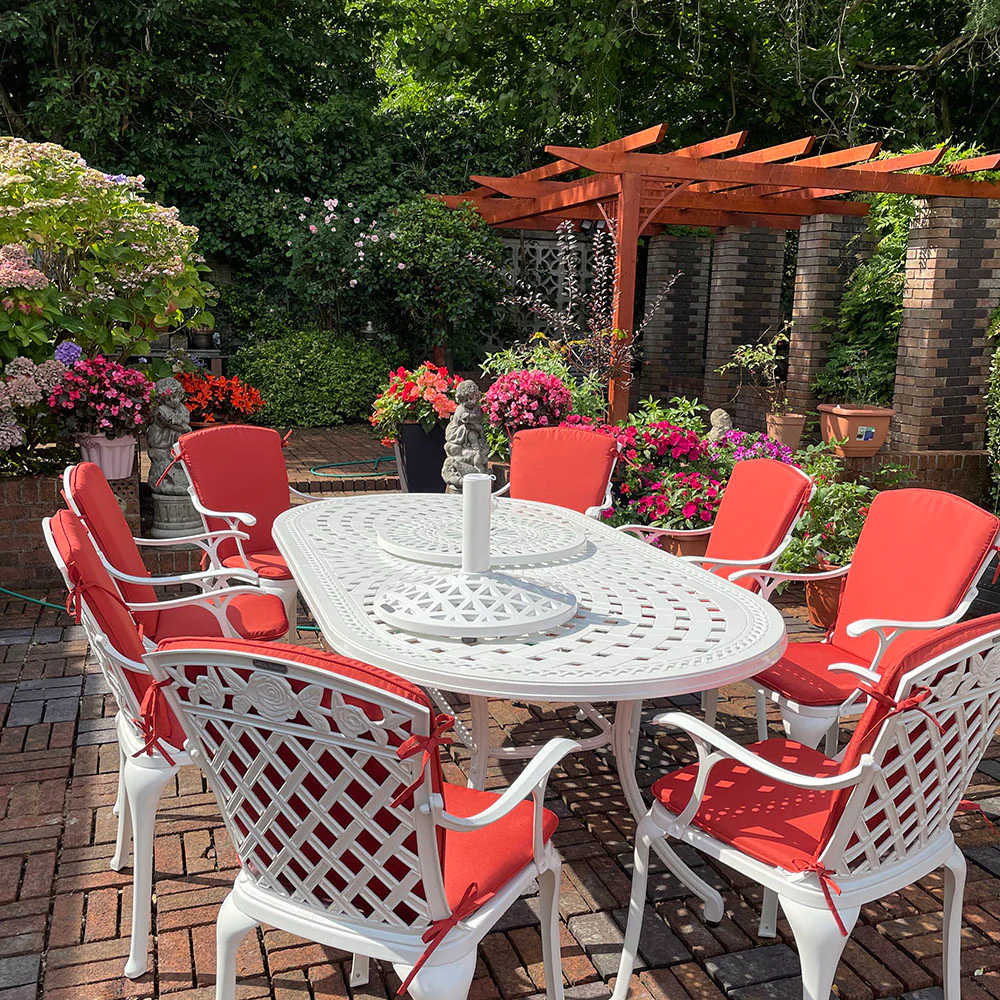 Catherine Table 8 Seater Set - White - Image 6