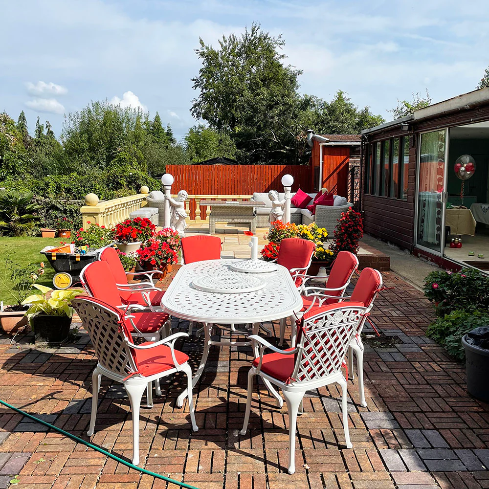 Catherine Table 8 Seater Set - White - Image 7