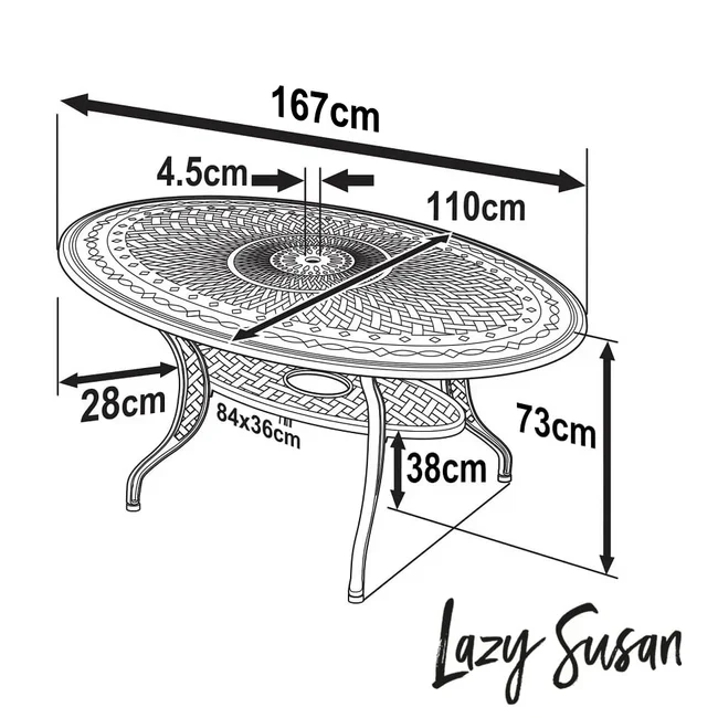 Charlotte Table 6 Seater Set - Antique Bronze - Image 17
