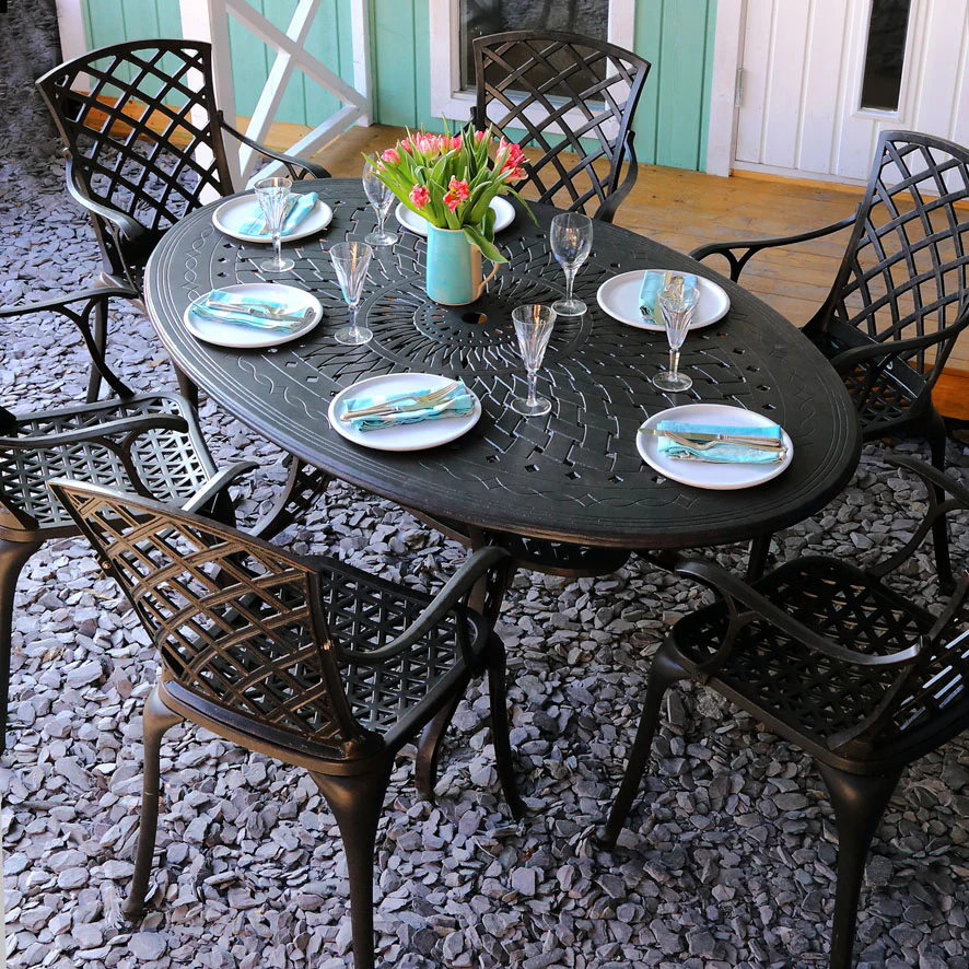 Charlotte Table 6 Seater Set - Antique Bronze - Image 3
