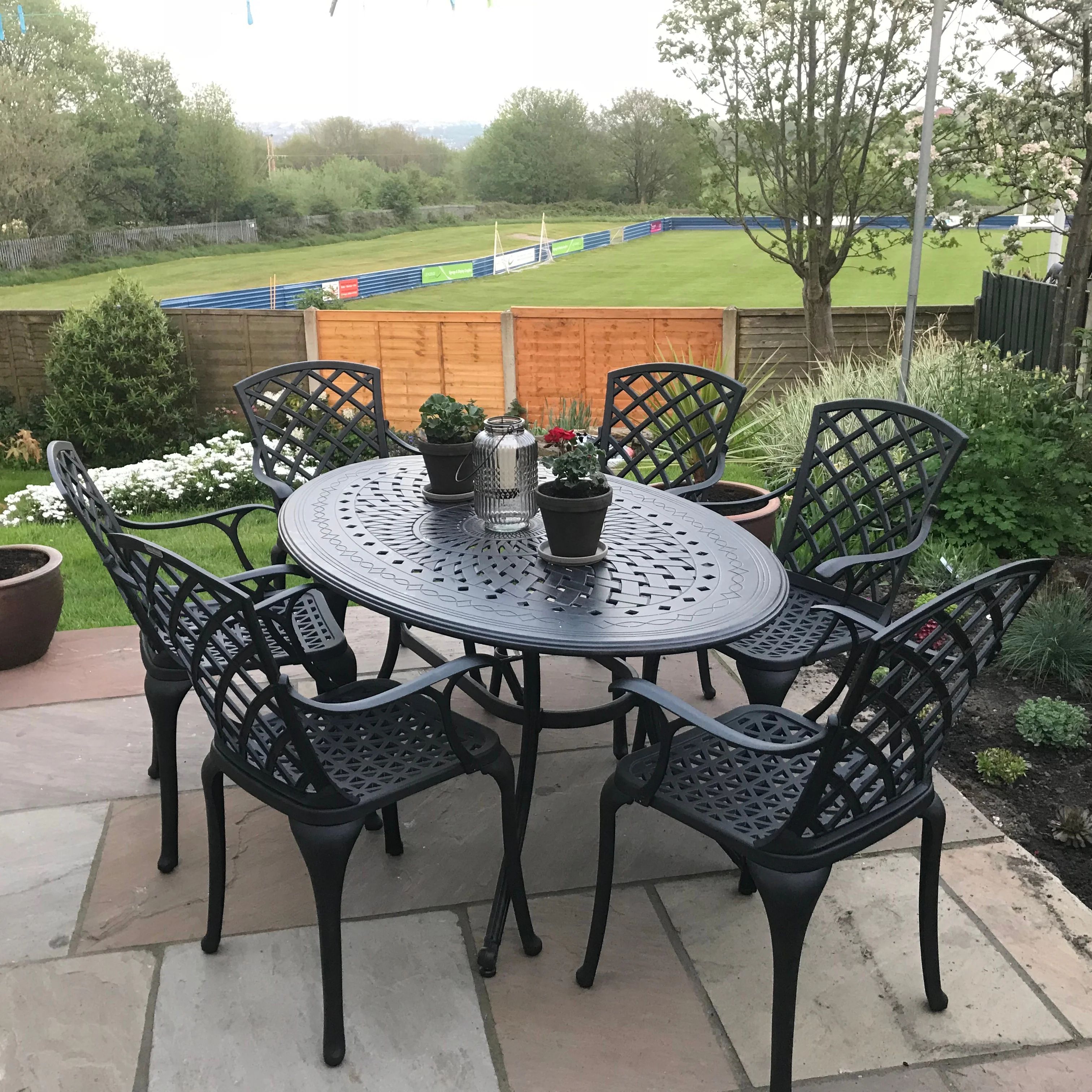 Charlotte Table 6 Seater Set - Antique Bronze - Image 5