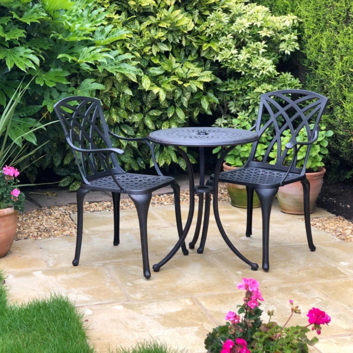 Ella Bistro Table 2 Seater Set - Antique Bronze - Image 4