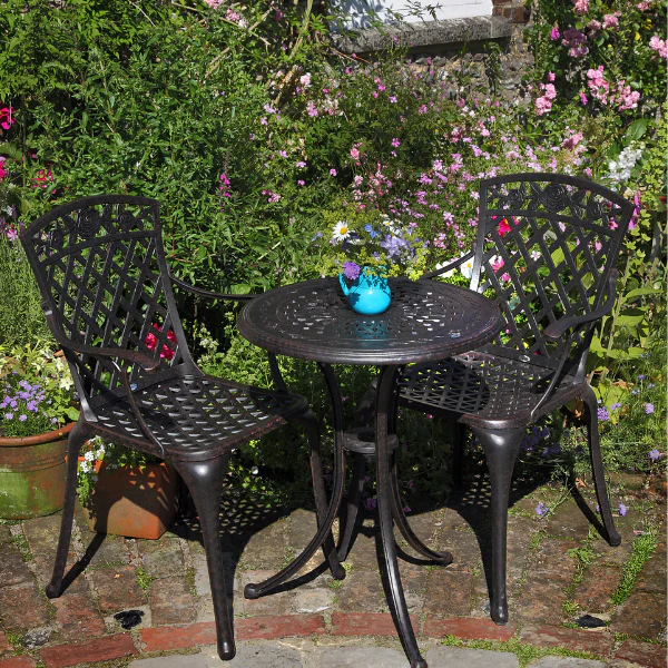 Ella Bistro Table 2 Seater Set - Antique Bronze - Image 5