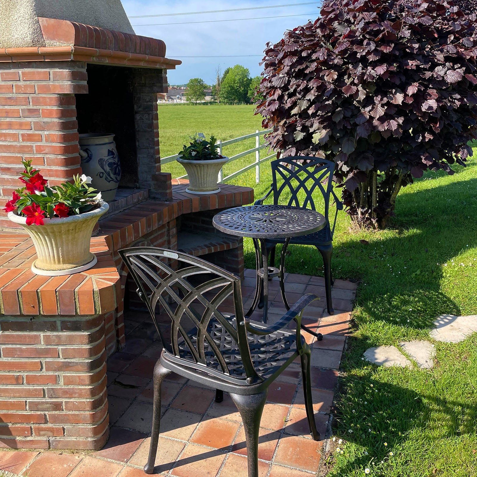 Eve Bistro Table 2 Seater Set - Antique Bronze - Image 7