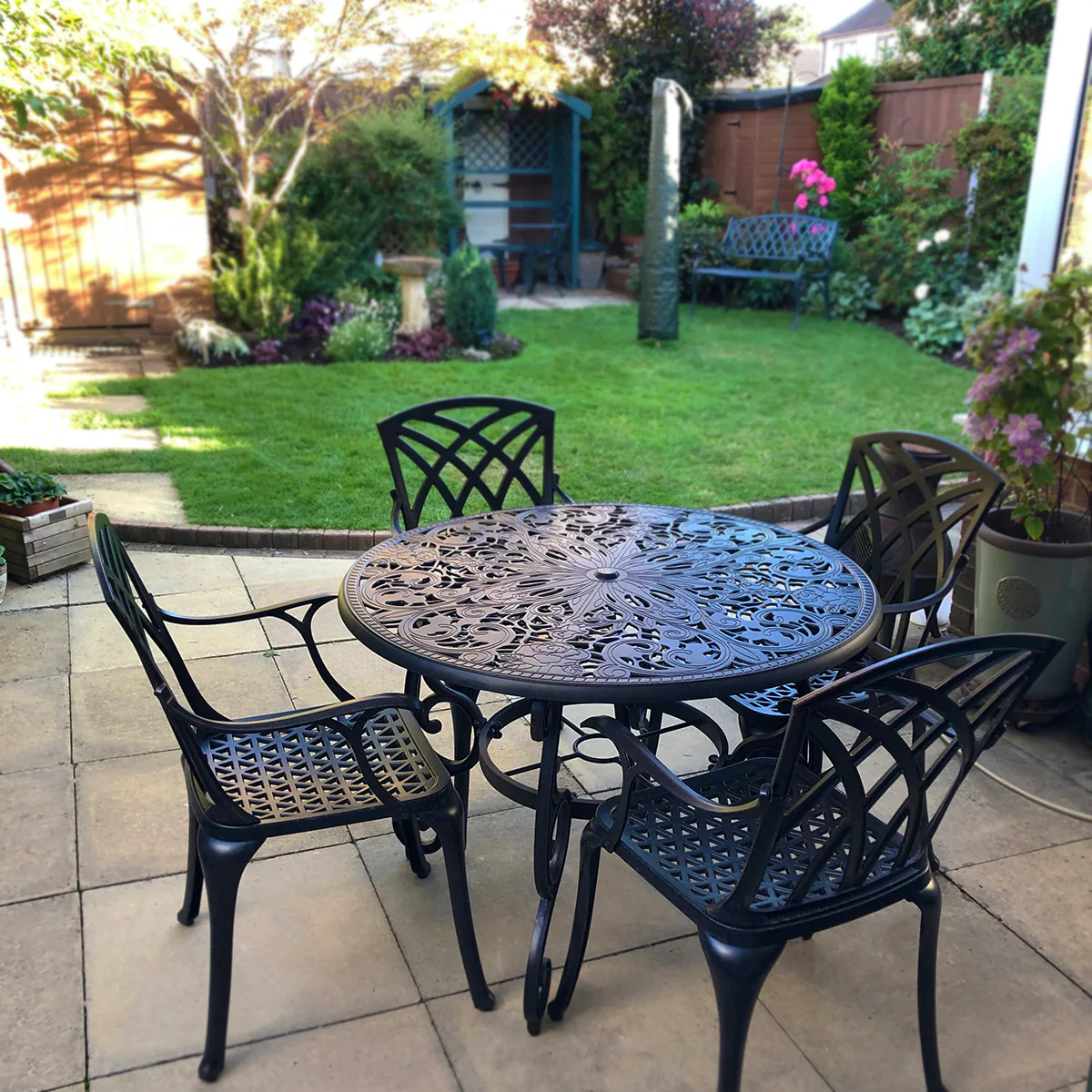 Flora Table 4 Seater Set - Antique Bronze - Image 3