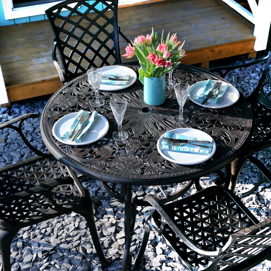 Flora Table 4 Seater Set - Antique Bronze - Image 6