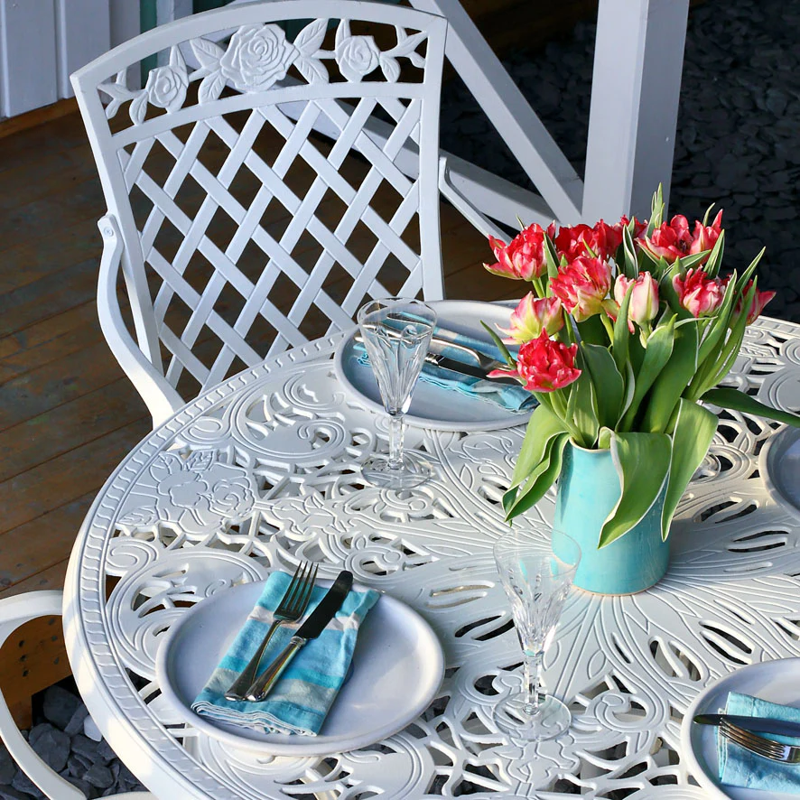 Flora Table 4 Seater Set - White - Image 13