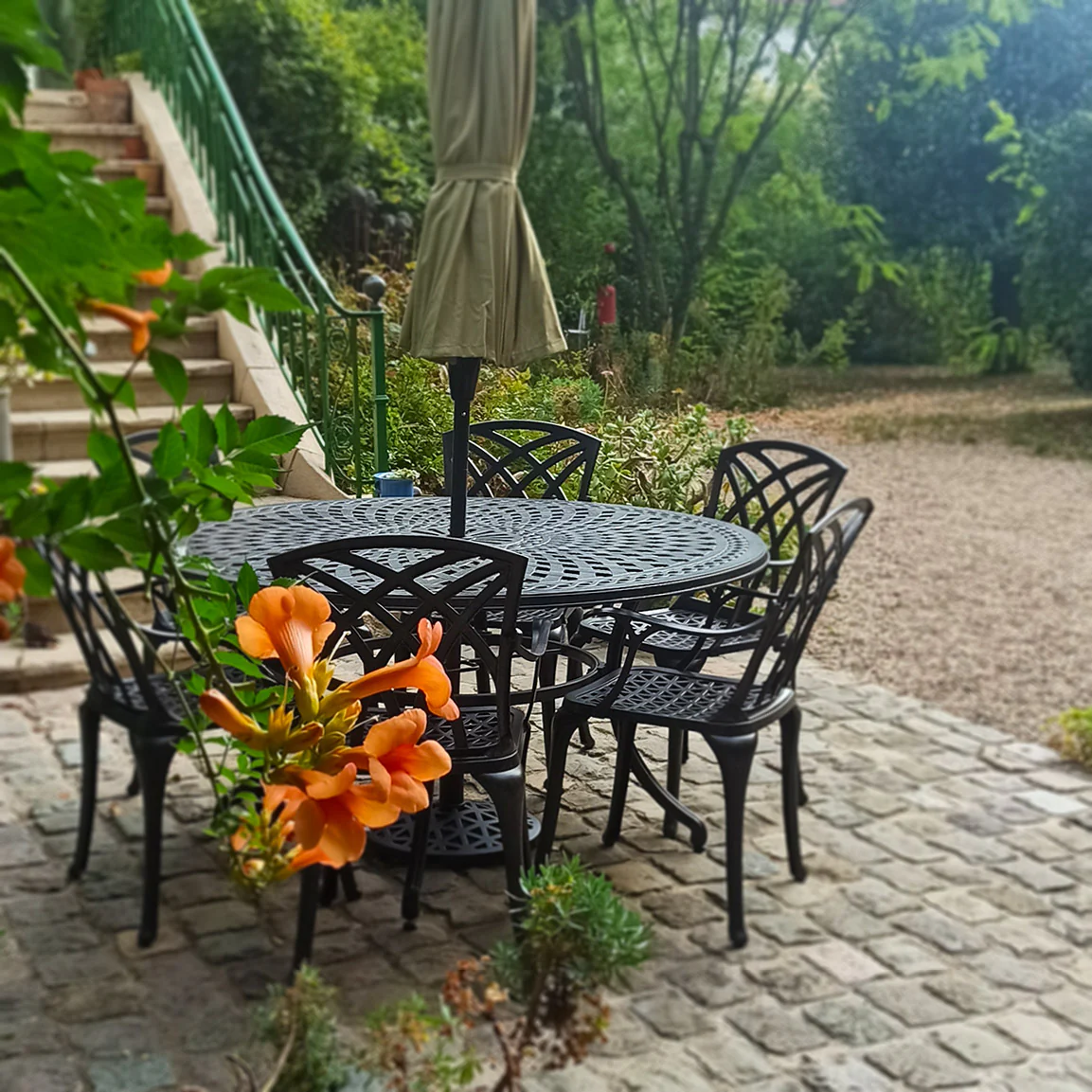 Frances Table 6 Seater Set - Antique Bronze - Image 11