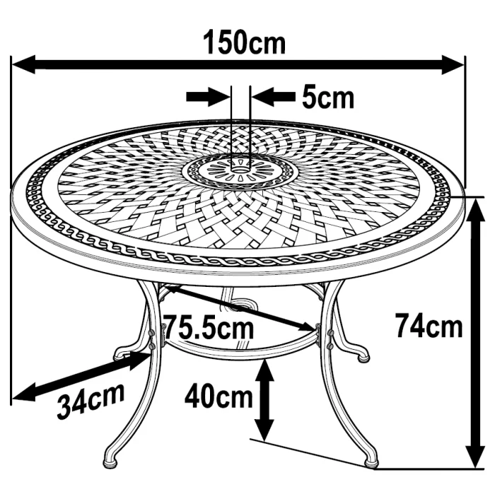Frances Table 6 Seater Set - Antique Bronze - Image 17