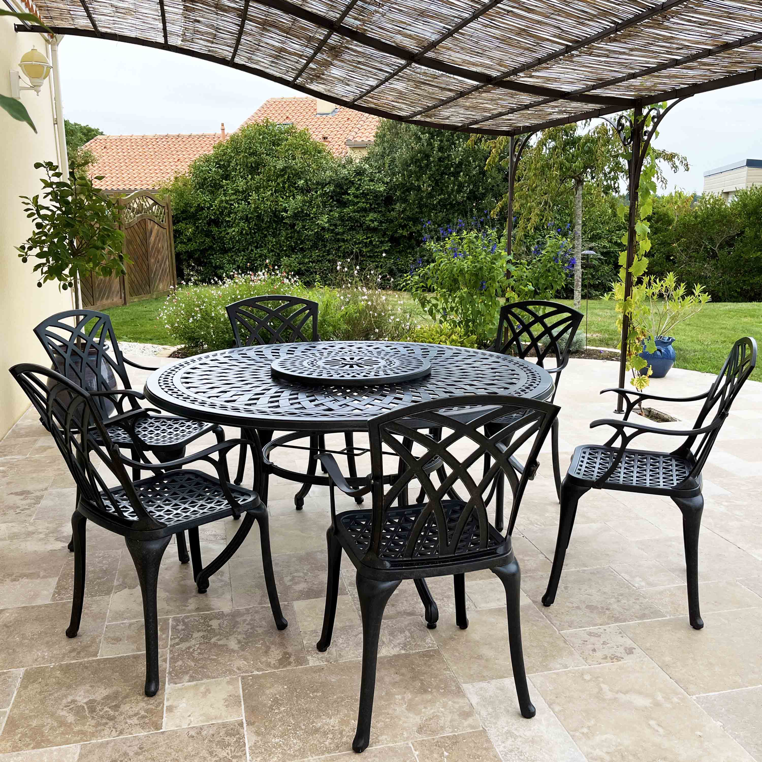 Frances Table 6 Seater Set - Antique Bronze - Image 6