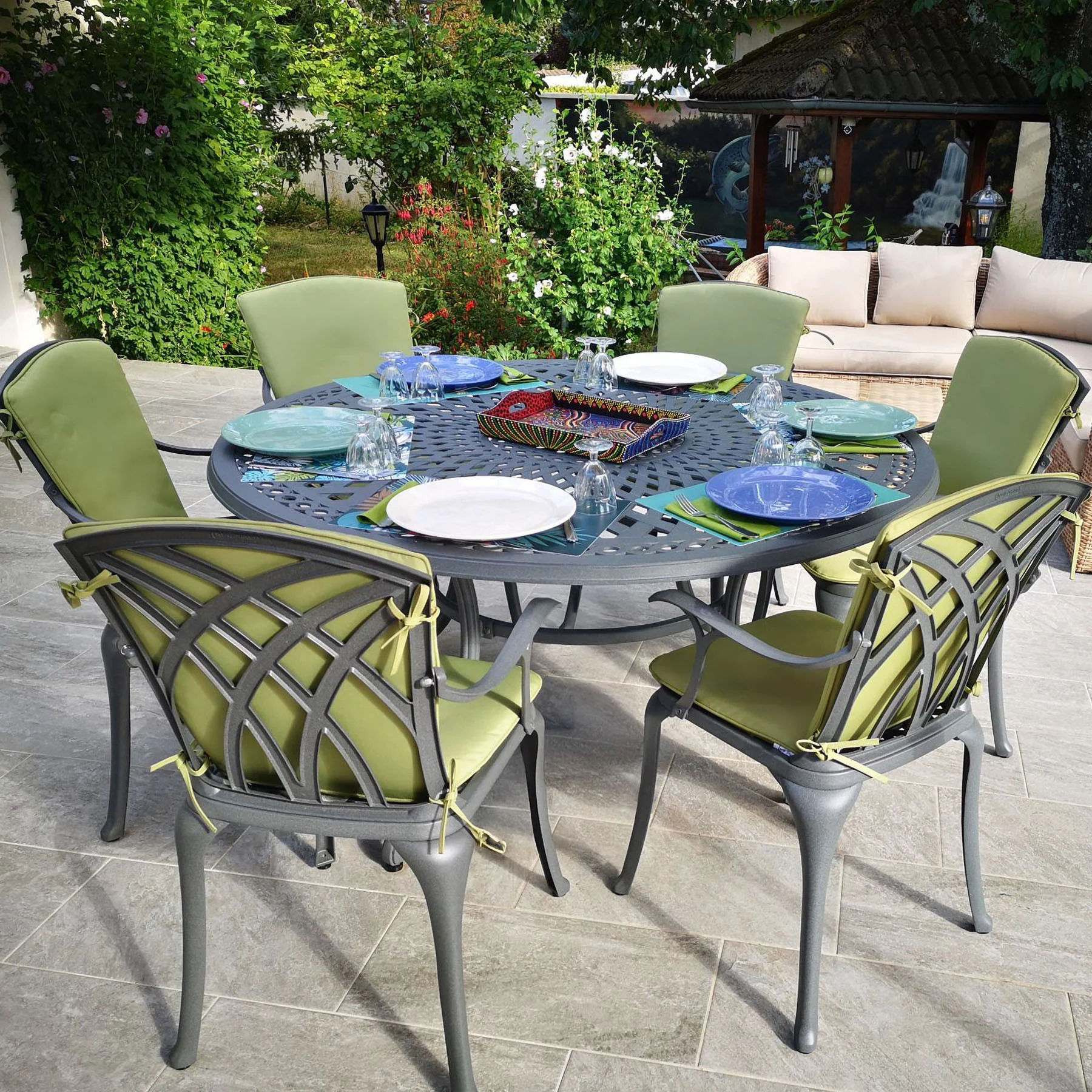 Frances Table 6 Seater Set - Slate - Image 3