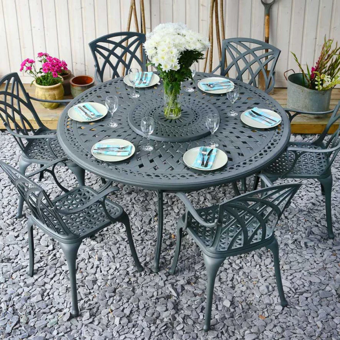 Frances Table 6 Seater Set - Slate - Image 6