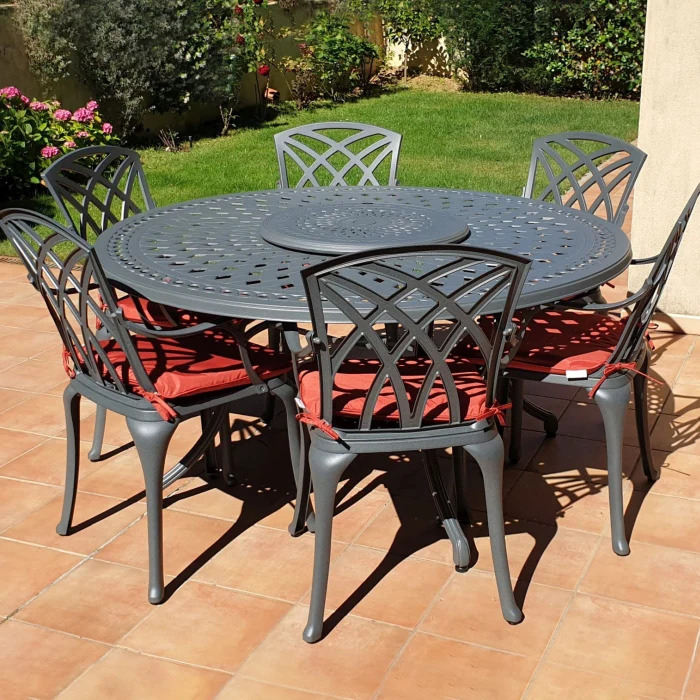 Frances Table 6 Seater Set - Slate - Image 9