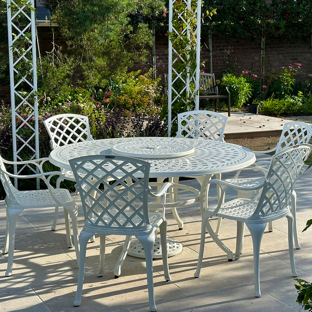 Frances Table 6 Seater Set - White - Image 10