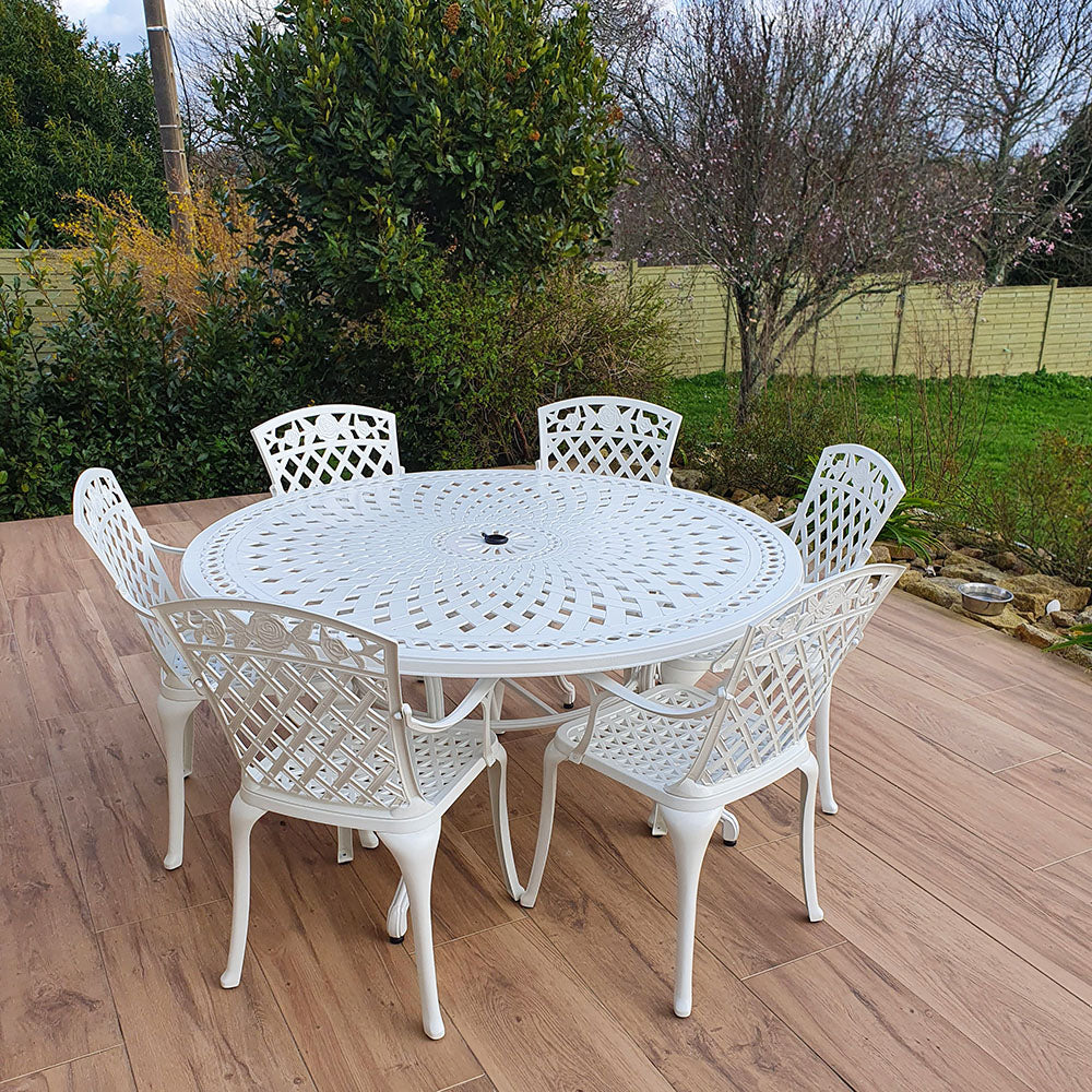 Frances Table 6 Seater Set - White - Image 13