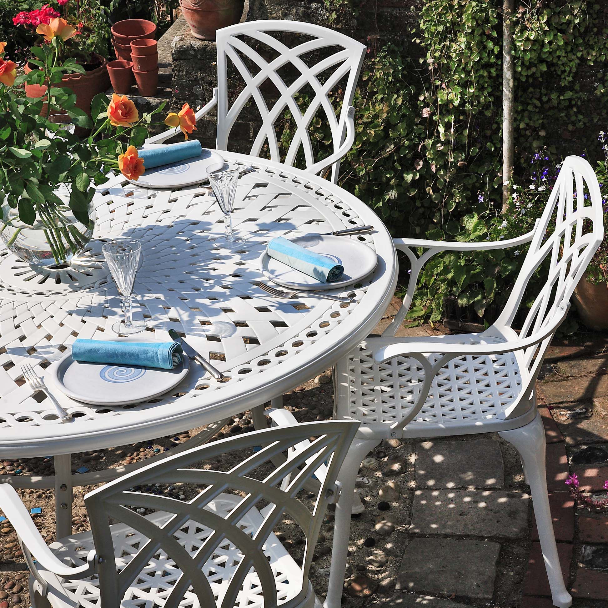 Frances Table 6 Seater Set - White - Image 3