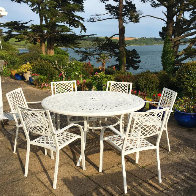 Frances Table 6 Seater Set - White - Image 4