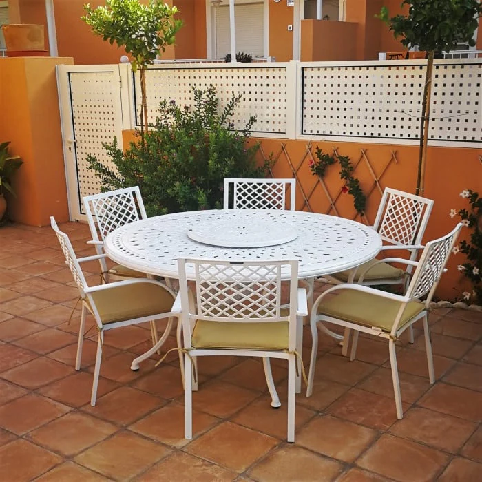 Frances Table 6 Seater Set - White - Image 9