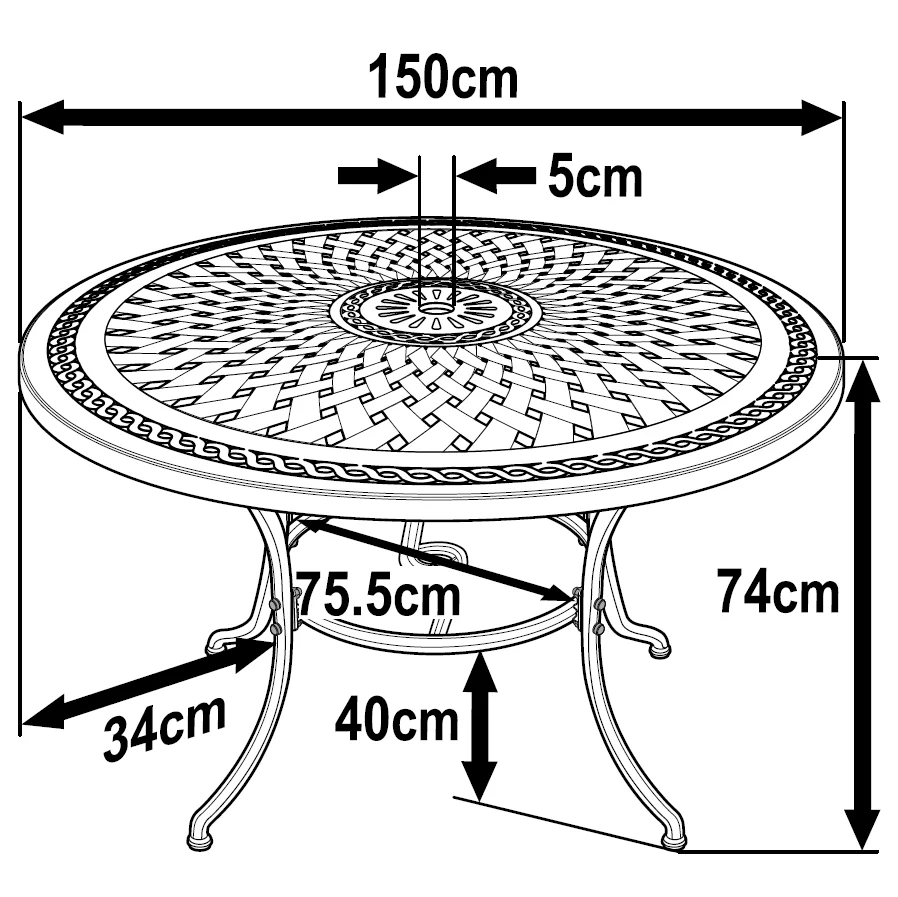 Frances Table 8 Seater Set - Antique Bronze - Image 12