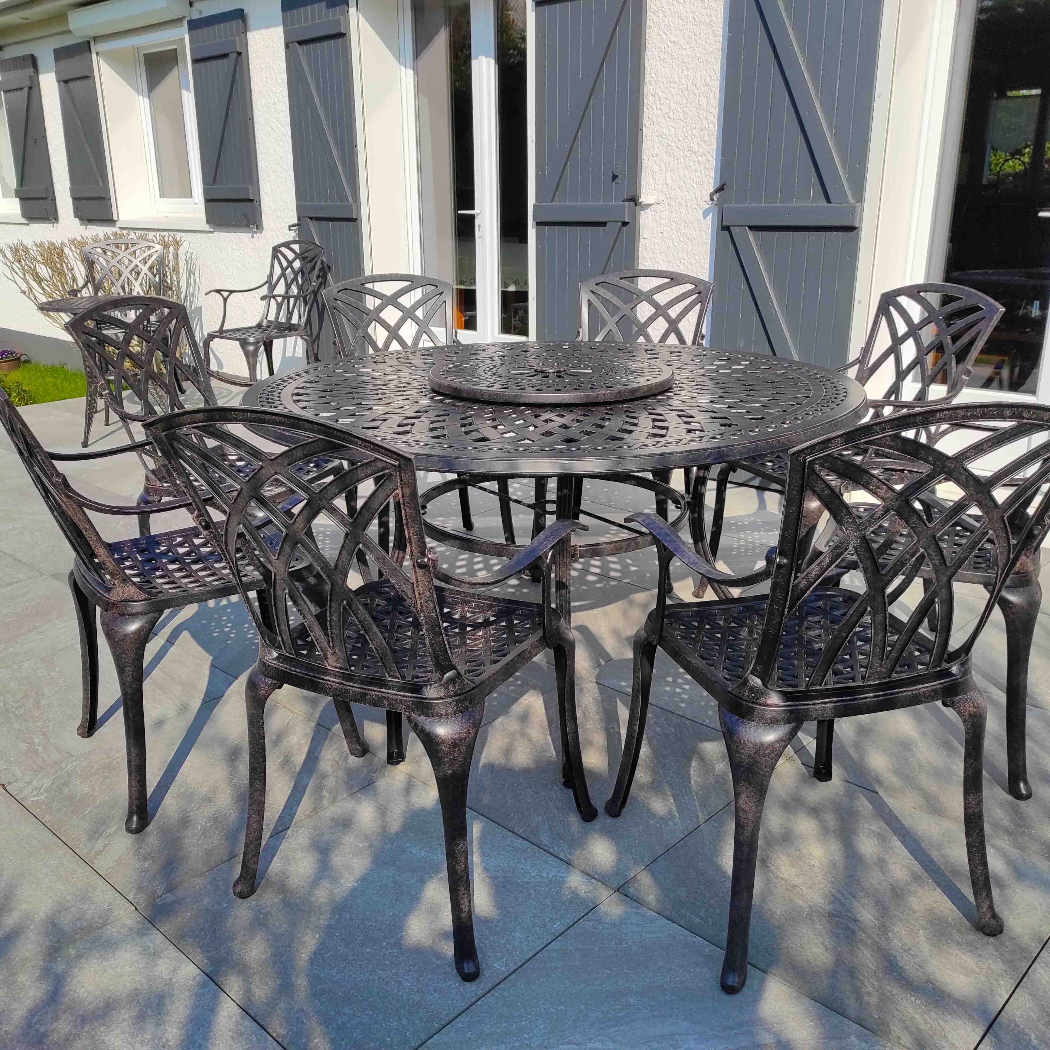 Frances Table 8 Seater Set - Antique Bronze - Image 6