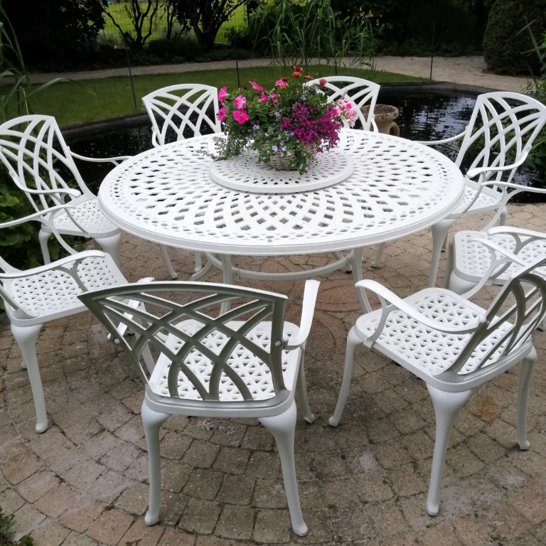 Frances Table 8 Seater Set - White - Image 3