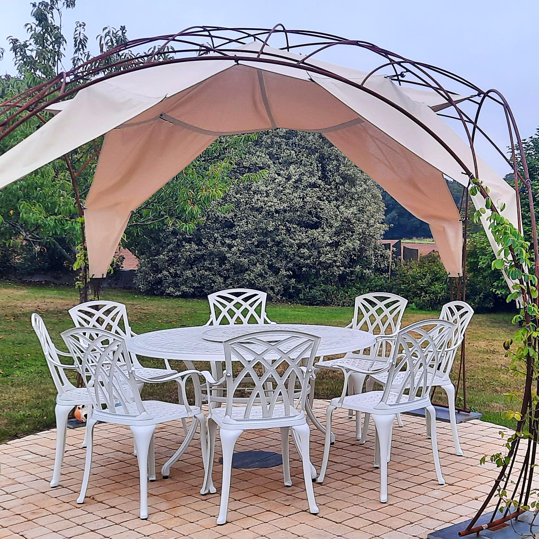 Frances Table 8 Seater Set - White - Image 4