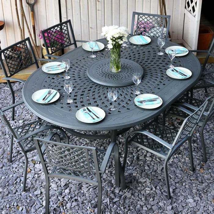 Gloria Table 8 Seater Set - Slate - Image 4