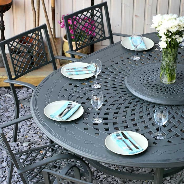 Gloria Table 8 Seater Set - Slate - Image 5