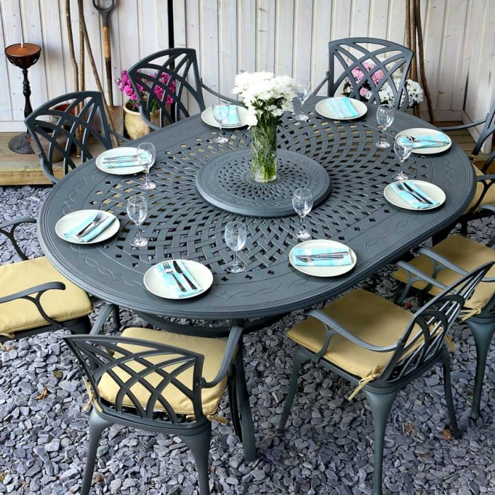 Gloria Table 8 Seater Set - Slate - Image 8