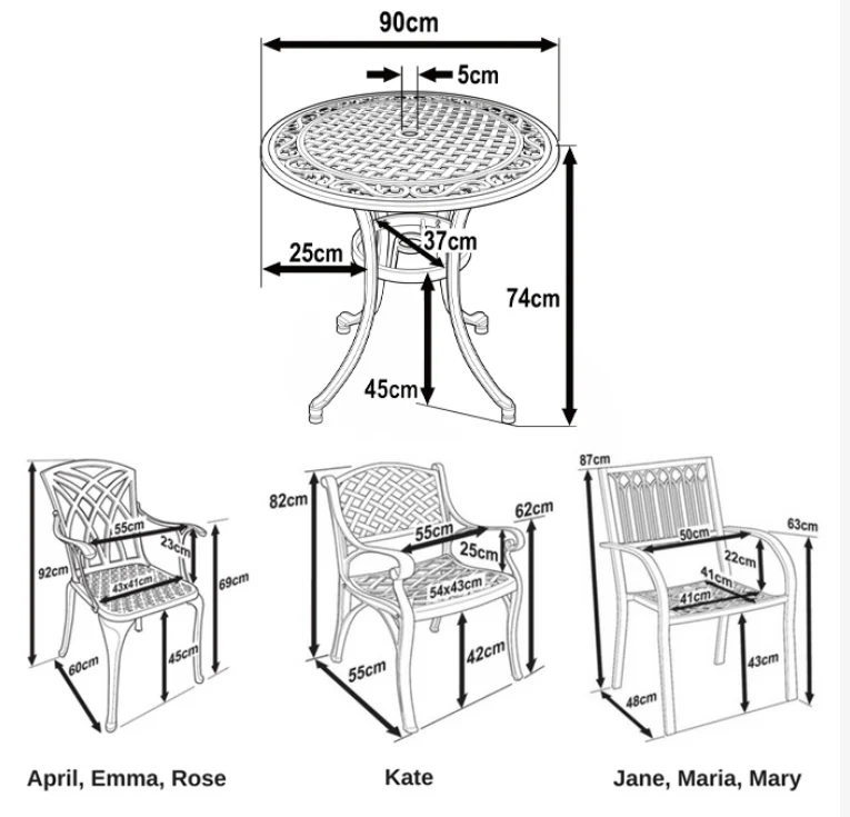 Hannah Table 4 Seater Set - Antique Bronze - Image 14