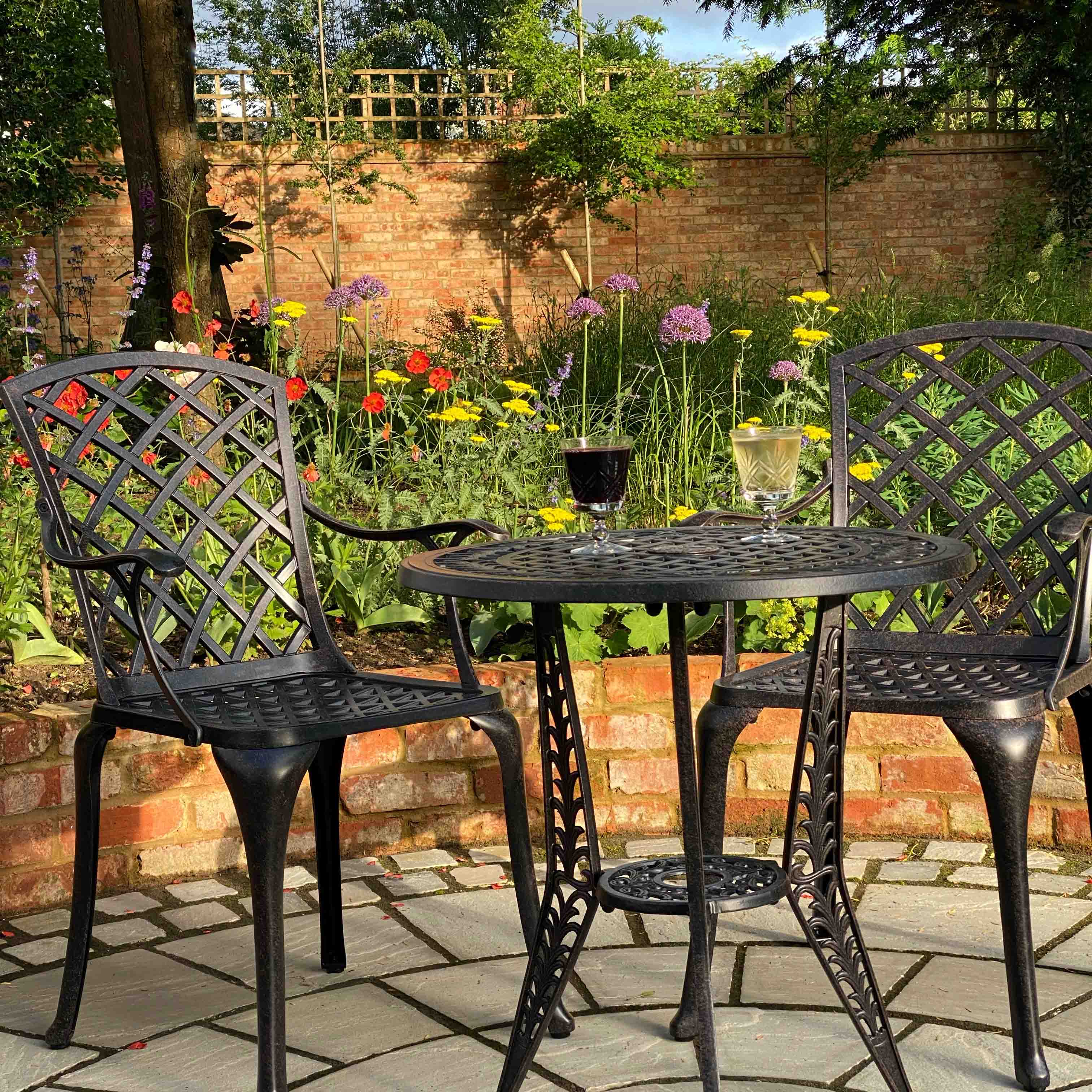 Ivy Bistro Table 2 Seater Set - Antique Bronze - Image 5